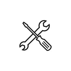 Wrench and screwdriver icon, Repair icon symbols vector