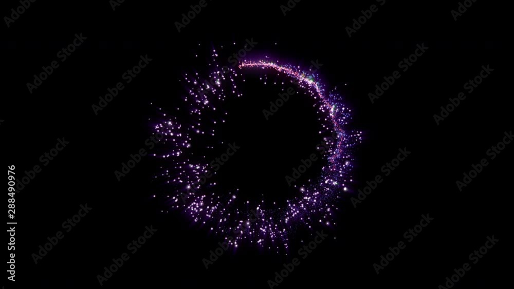 Fototapete Loop Circle Flowing Particle Trails Glow Shiny Element Swirl And Floating 4k Motion. Soft Stream Line Curly Harmonic Beautiful Technology Moving Background.