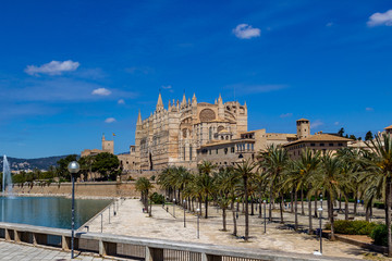 Cathedral La Seu in Palma on balearic island Mallorca, Spain on a sunny day