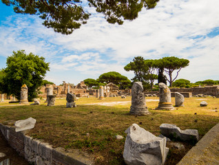 Ancient Roman Archaeological Site of Ostia Antica in Rome, Italy