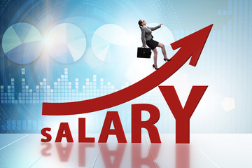 Fototapeta premium Concept of increasing salary with businesswoman