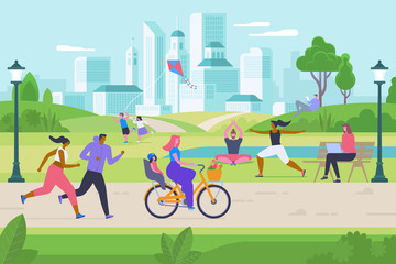 Outdoor activities flat vector illustration