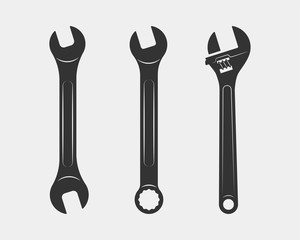 Tools vector wrench icon. Spanner logo design element. Key tool isolated on white background.
