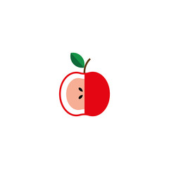 Vector illustration of apple. apple icon sliced half