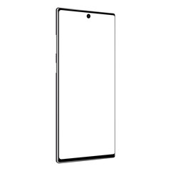 Modern smartphone mockup with perspective side view isolated on white background. Vector illustration