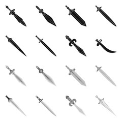 Isolated object of game and armor sign. Set of game and blade stock vector illustration.