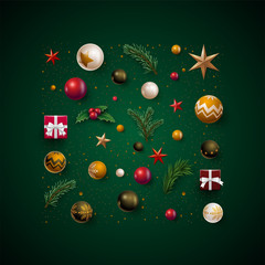 Merry Christmas and New Year greeting card design