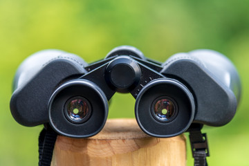 Binoculars in natural environment outdoor