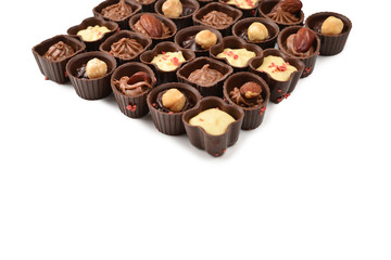 Mix of tasty chocolate candy collection.