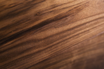 closeup empty walnut table with shallow focus