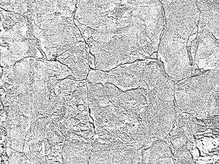 Distress old cracked concrete vector texture. EPS8 illustration. Black and white grunge background. Stone, asphalt, plaster, marble.