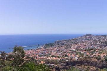 View of Funchal harbour from above - cityscape and seascape (Madeira, Portugal)