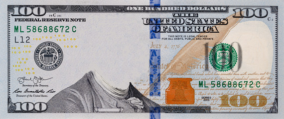 U.S. 100 dollar border with empty middle area