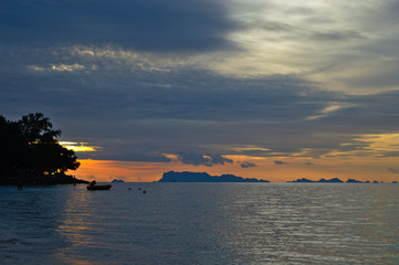 Sunset over the sea on Koh Samui Thailand