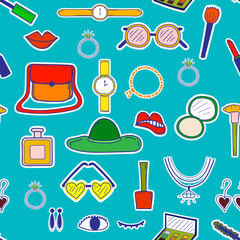 Accessories fashion seamless pattern background. Vector illustration.