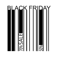Black Friday sale background for web, instagram. Text 'Black Friday' like barcode on white background. Good for advertising.