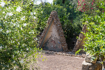 Grave in the inner garden of the Greek Orthodox Monastery of the Transfiguration located on Mount...