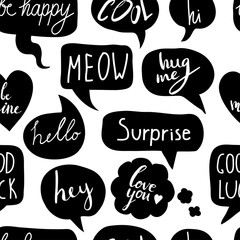 Hand drawn seamless pattern with speech bubbles
