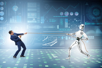 Competition between humans and robots in tug of war concept
