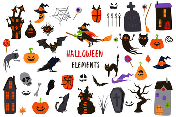 set of isolated halloween elements - vector illustration, eps