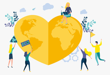 People prepare for Earth Day, save the planet, save energy, Earth hour, the concept of Earth Day. Love for the planet