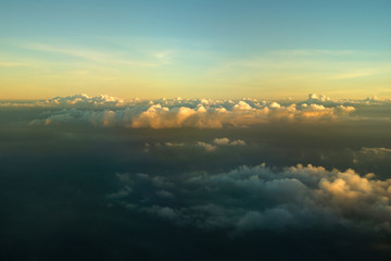 sunrise view from the window of an airplane