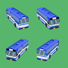 3d top view thai bus blue sky yellow white transport car vehicle driver fare passenger autobus omnibus coach rail bench chair stool armchair seat mattress bolster hassock pad vector illustration eps10 © kisada