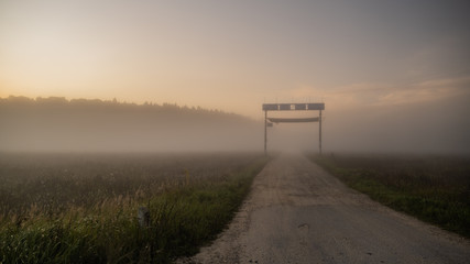 Offroad and morning fog with big gates