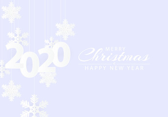 Fototapeta na wymiar Snowflakes with text happy new year 2020 art style paper vector