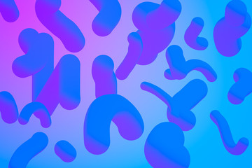 Blue and purple neon colorful background with abstract figures, horizontal orientation