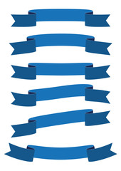 set of blue ribbon banner icon