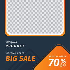 offer sale social media instagram post template. Editable square abstract , sale banner template for social media post. 