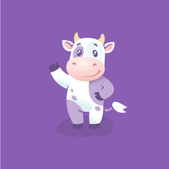 purple funny cow cartoon character purple