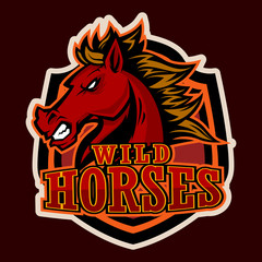 Fototapeta na wymiar angry horse head mascot e-sports logo illustration cartoon style