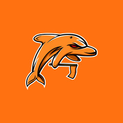 orange dolphin mascot logo
