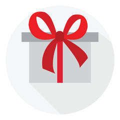  bow and  red ribbon on the white gift box