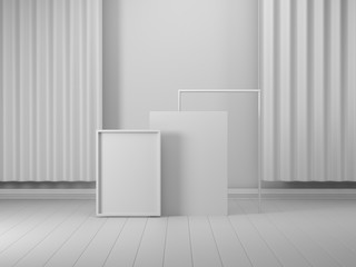 3d render image of white mockup podium background.