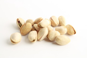 pistachios on white background