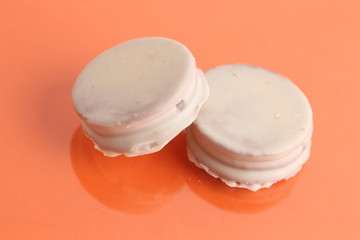 Chocolate cakes and dulce de leche, typical in Argentina. called Alfajores