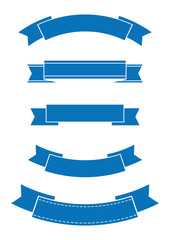 set of blue ribbon banner icon