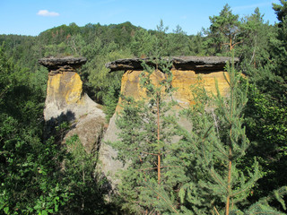 Sandstone rock formation Msenske Poklicky. Protected landscape area Kokorinsko. Czech Republic