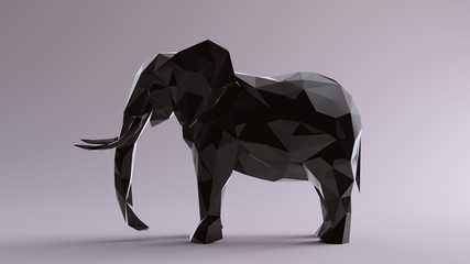 Black Large Elephant made out of Triangles Polygons Left View 3d illustration 