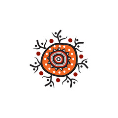 Aboriginal art dots painting icon logo design vector illustration template