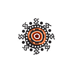 Aboriginal art dots painting icon logo design vector illustration template