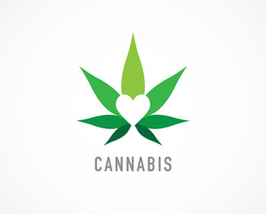 Cannabis leaf, medical marijuana, CBD oil, symbol and logo. Vector design