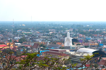 Landscape view of Petchaburi city town in Thailand