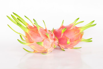 Dragon fruit or pitaya fruit on white background