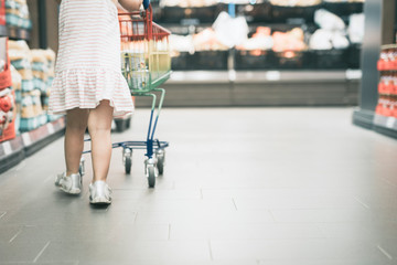 Young girl shopping  at the supermarket