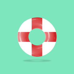 Lifebuoy for helping people in the water isolated on pastels color background, with clipping path.