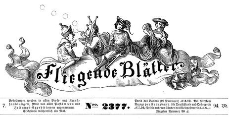 Headline of Fliegende Blaetter (Flying papers) German satirical magazine of humor and caricatures - obrazy, fototapety, plakaty